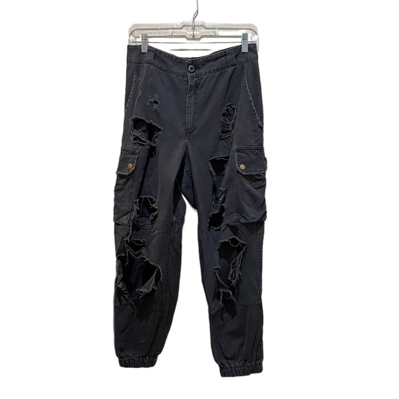 LF Carmar Distressed Cargo Pants Faded Black Size 10 - Picture 3 of 10